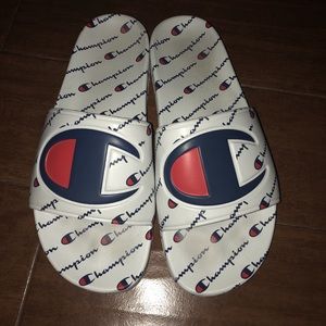White Champion Slides Size 11